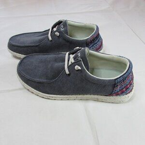 Roper Men's 8.5 Hang Loose Slip on Loafer Shoe - Navy Canvas